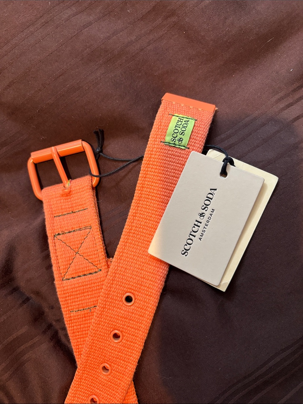 Scotch & Soda Bright Orange Webbing Belt Bag Belt